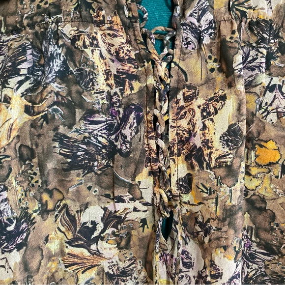 IRO Paris Oversized Boho Abstract Print Bishop Sleeve Blouse - Picture 5 of 7